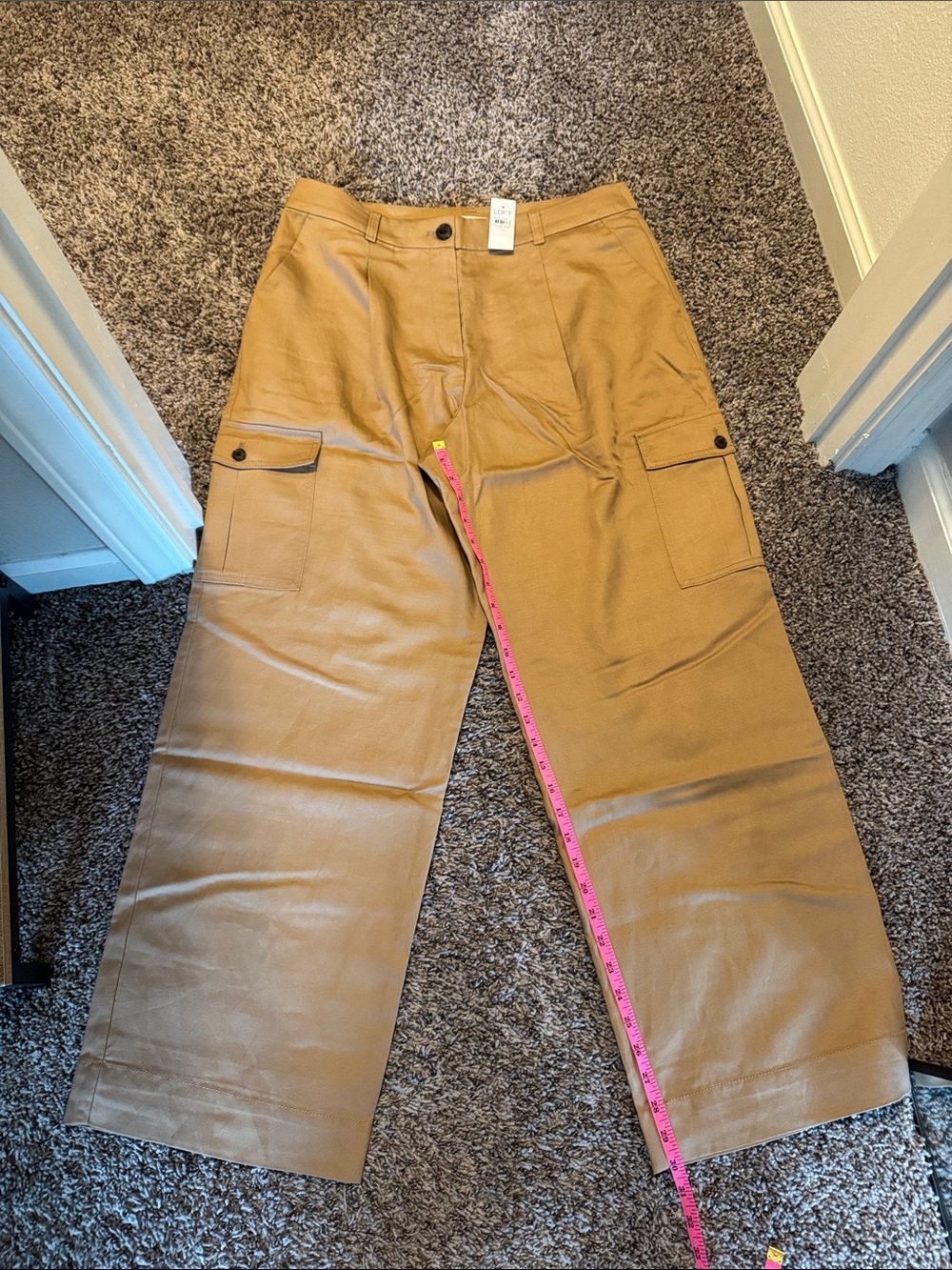 LOFT Tan Wide-Leg Cargo Pants
